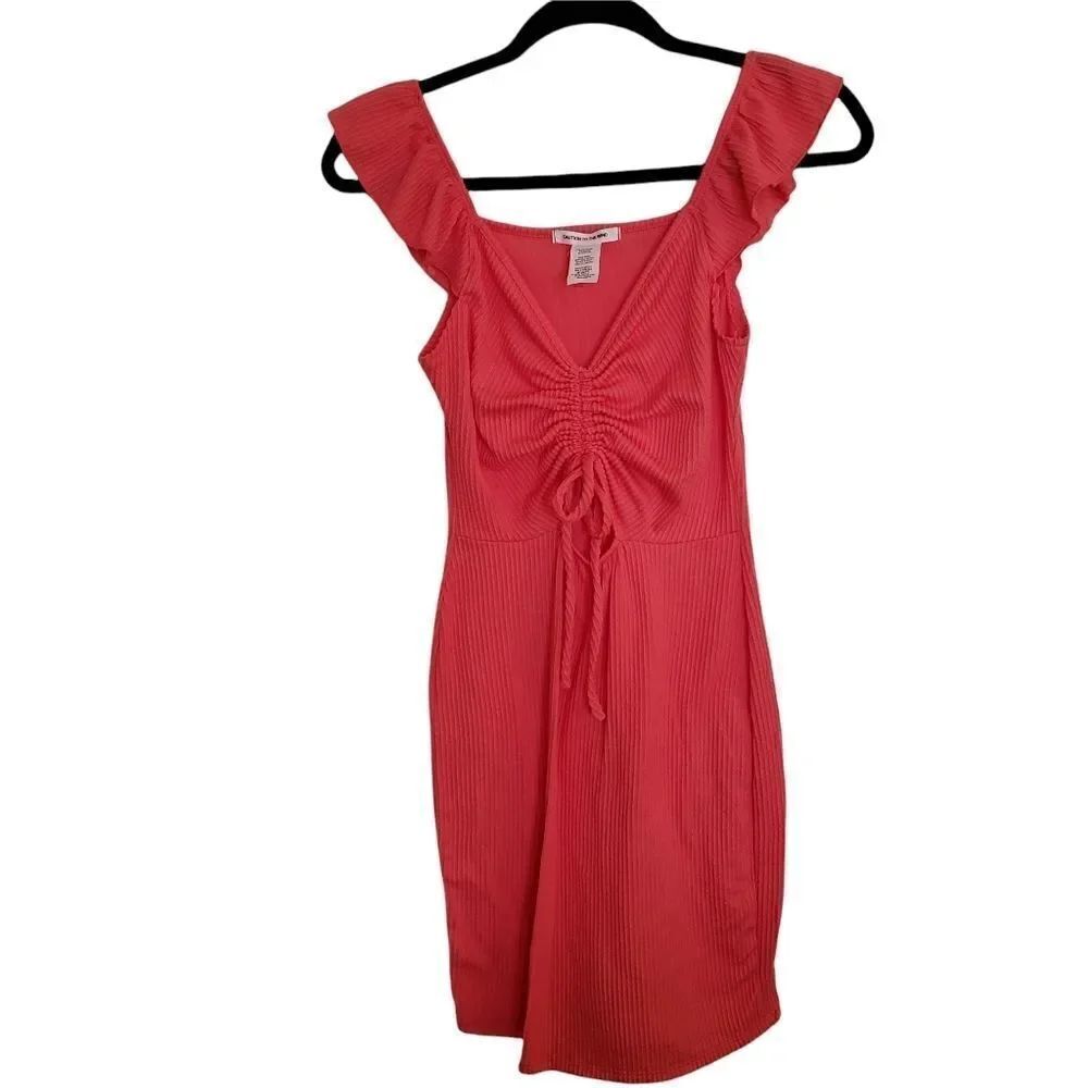 Caution to the Wind Peephole Front Cap Sleeve Mini Dress